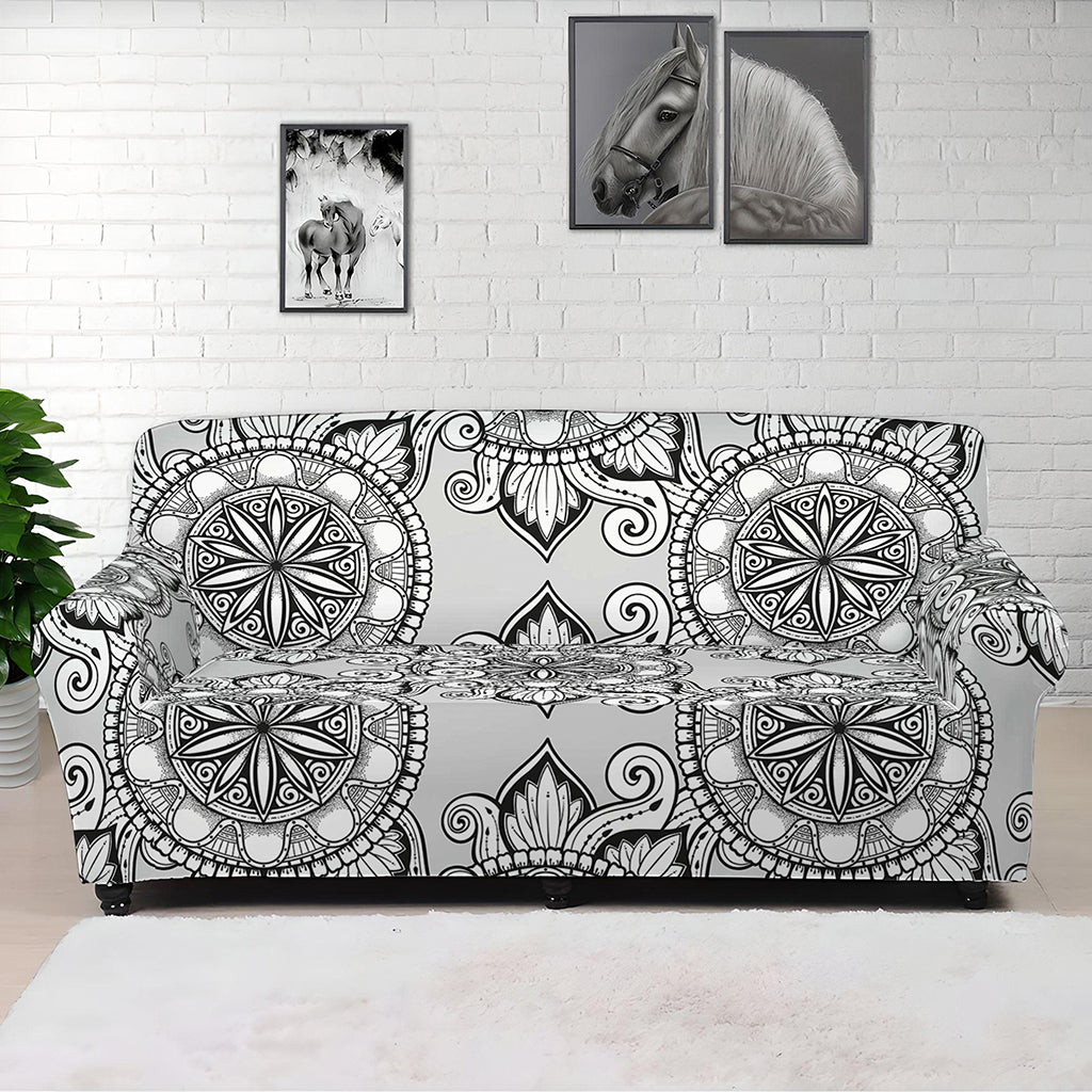 Zentangle Floral Pattern Print Sofa Cover