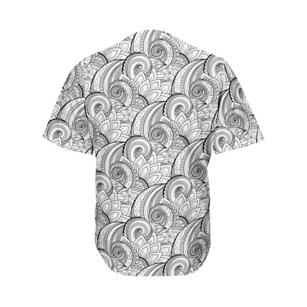 Zentangle Flower Pattern Print Men's Baseball Jersey