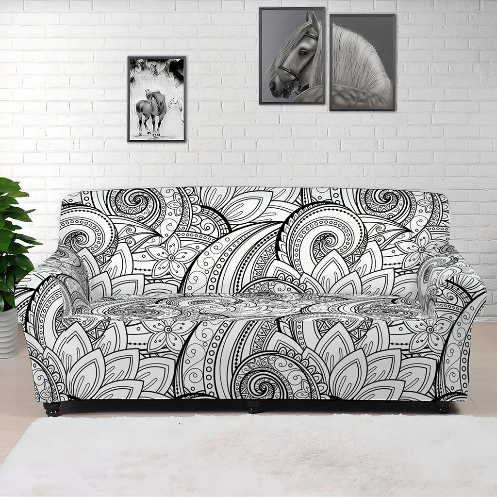 Zentangle Flower Pattern Print Sofa Cover