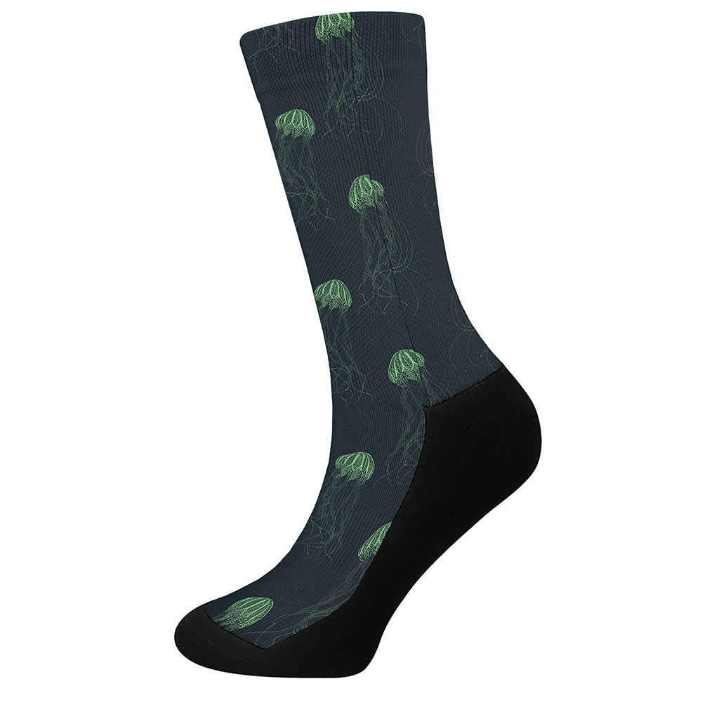 Zentangle Jellyfish Pattern Print Crew Socks