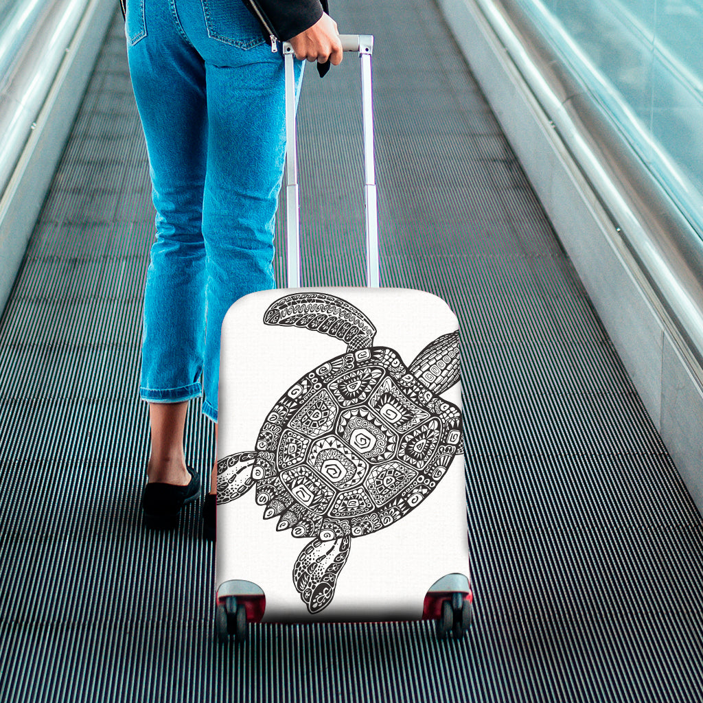Zentangle Sea Turtle Print Luggage Cover