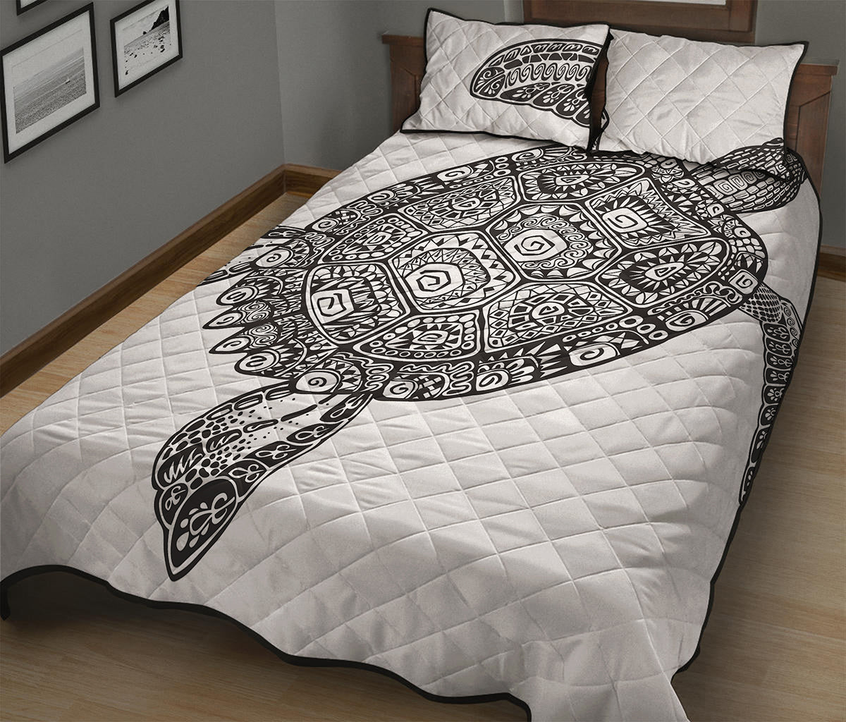 Zentangle Sea Turtle Print Quilt Bed Set