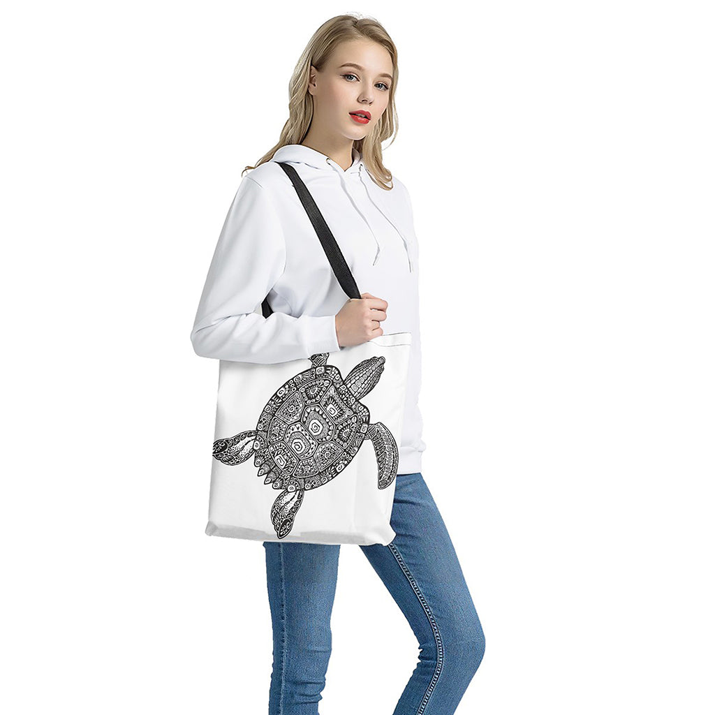 Zentangle Sea Turtle Print Tote Bag