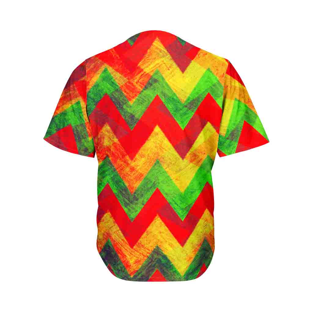 Zig Zag Reggae Pattern Print Men's Baseball Jersey