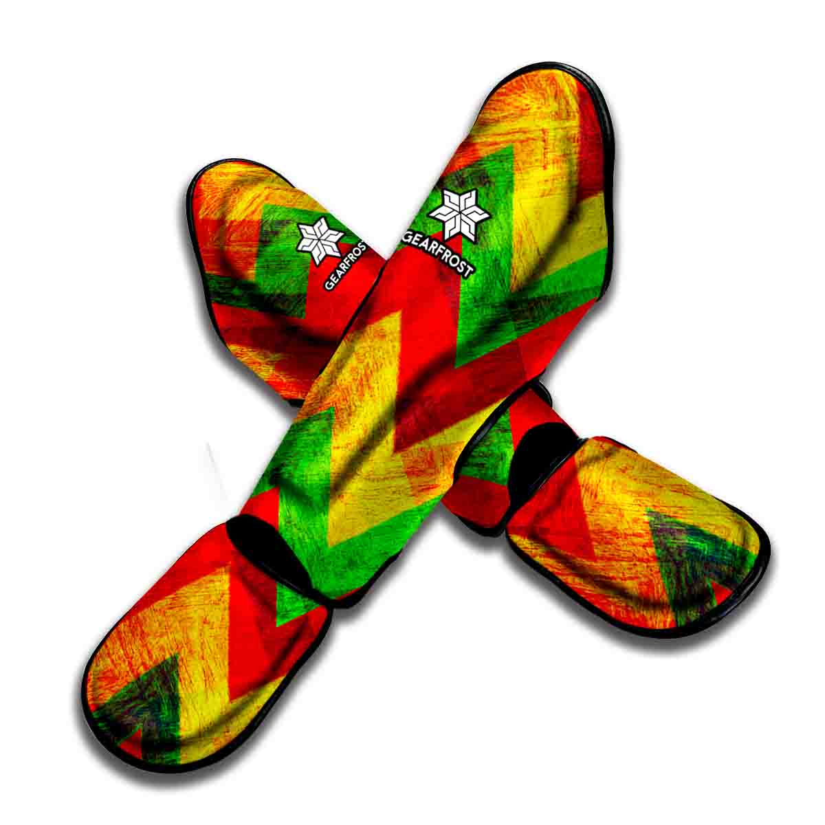 Zig Zag Reggae Pattern Print Muay Thai Shin Guard
