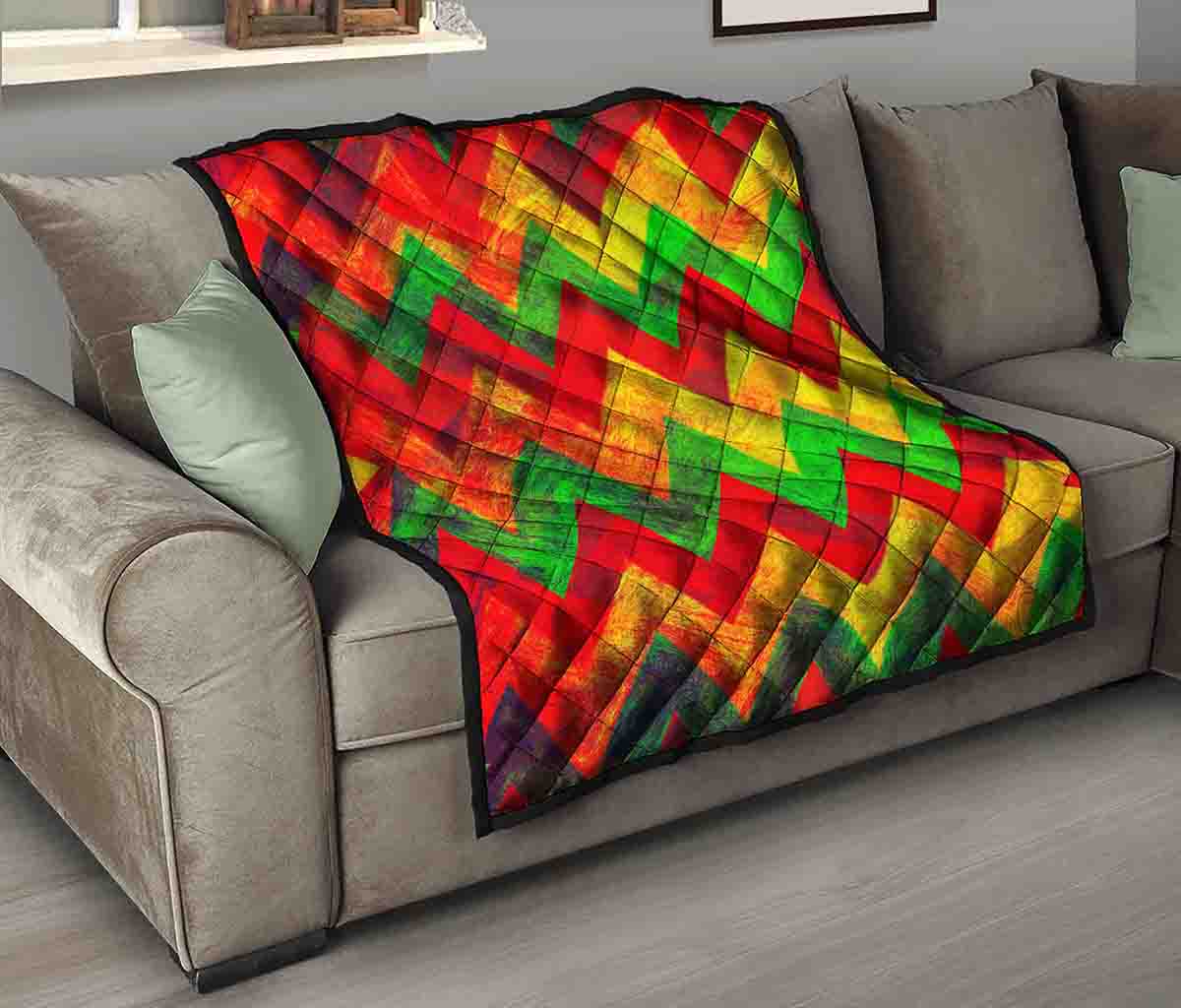 Zig Zag Reggae Pattern Print Quilt