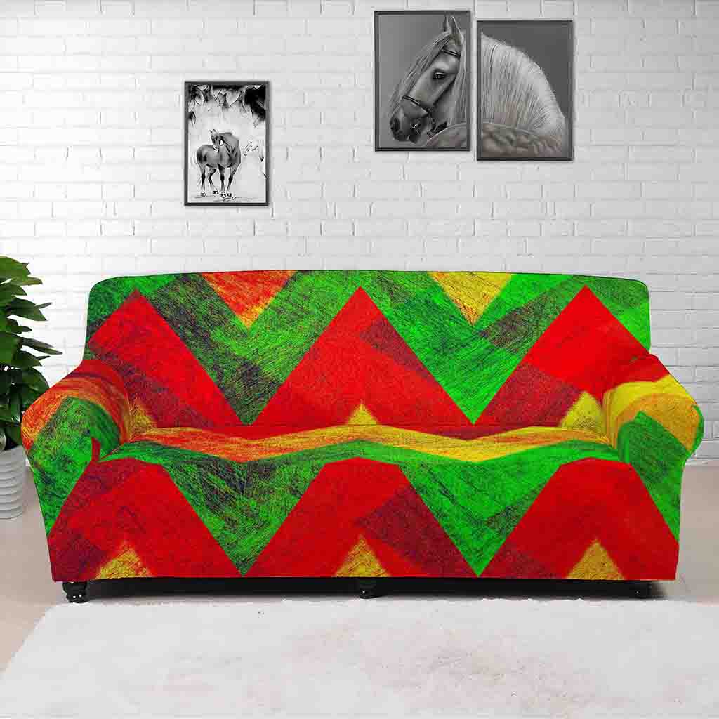 Zig Zag Reggae Pattern Print Sofa Cover