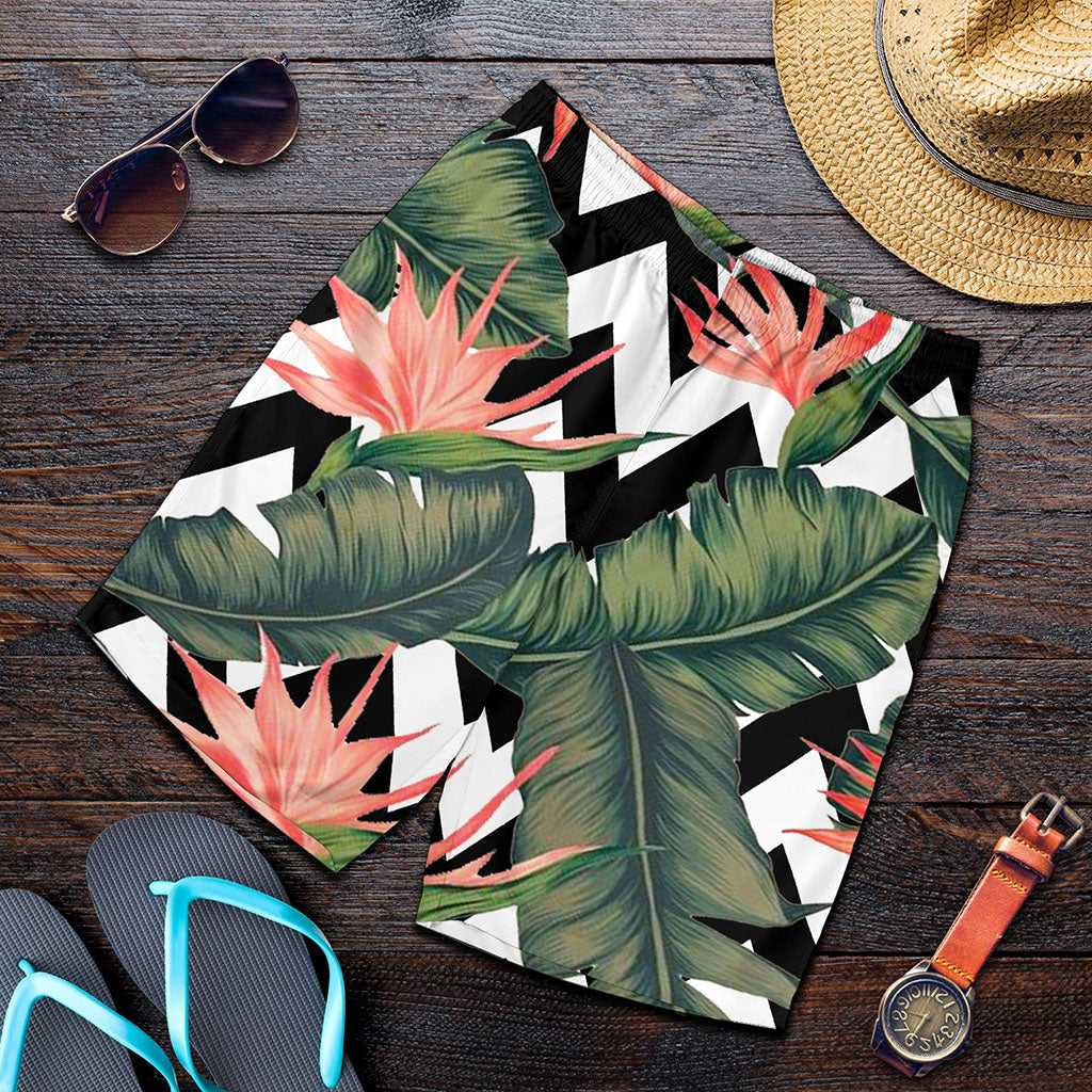 Zig Zag Tropical Pattern Print Men's Shorts
