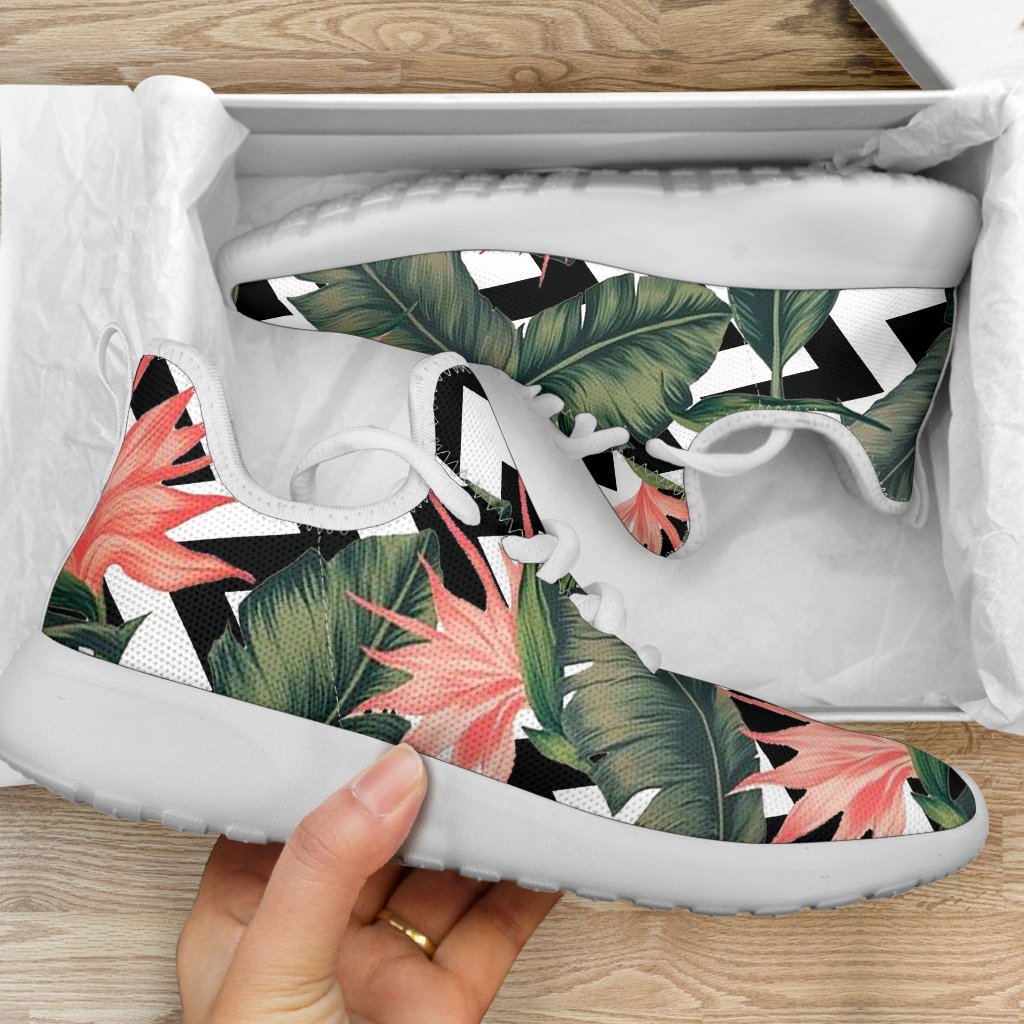 Zig Zag Tropical Pattern Print Mesh Knit Shoes GearFrost