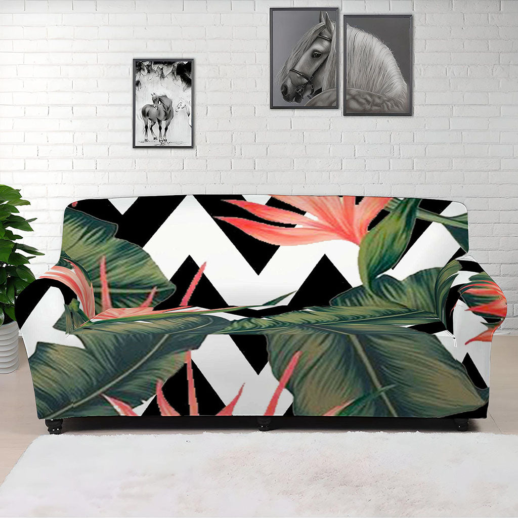Zig Zag Tropical Pattern Print Sofa Cover