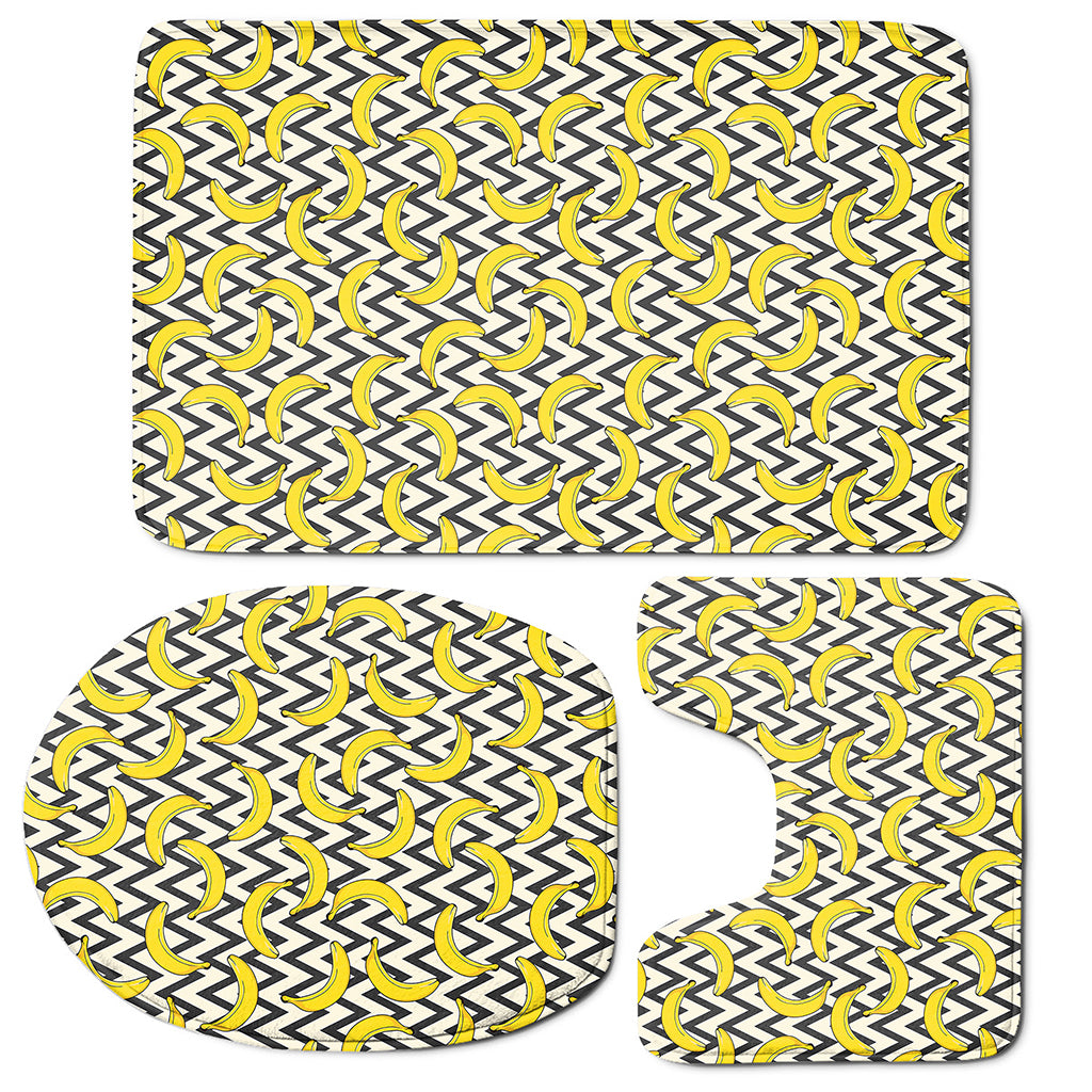 Zigzag Banana Pattern Print 3 Piece Bath Mat Set