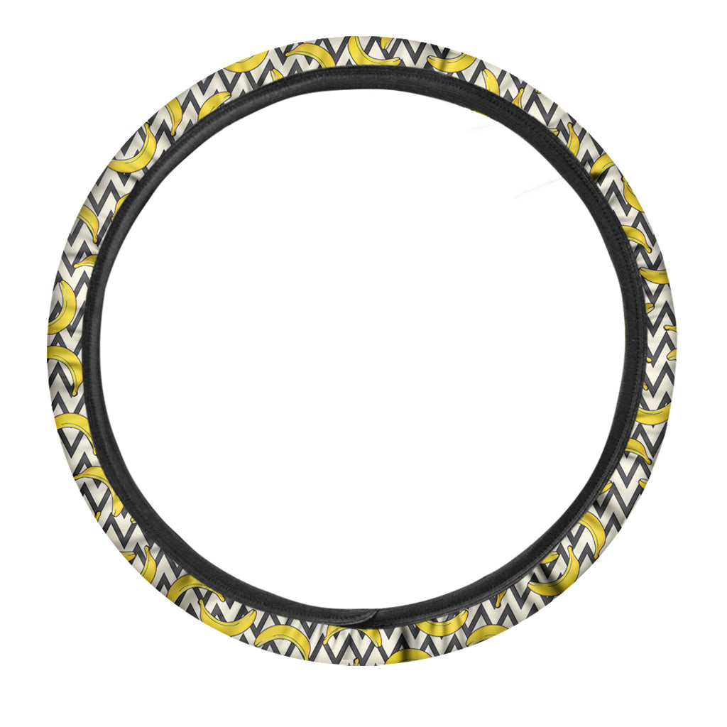 Zigzag Banana Pattern Print Car Steering Wheel Cover