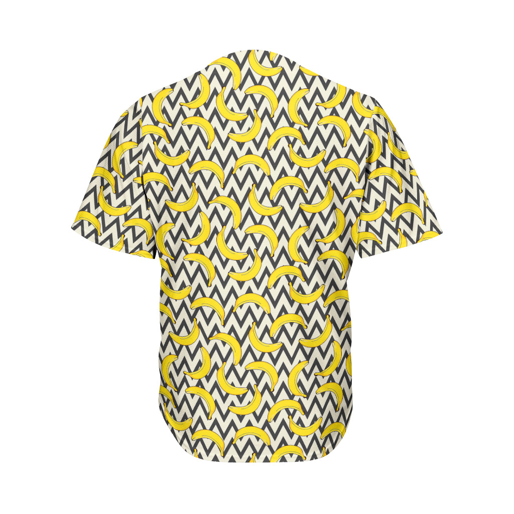 Zigzag Banana Pattern Print Men's Baseball Jersey