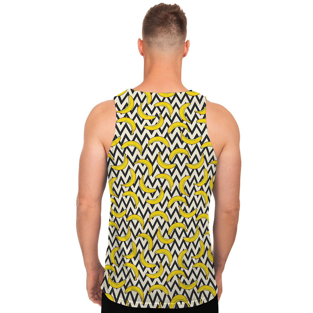Zigzag Banana Pattern Print Men's Tank Top