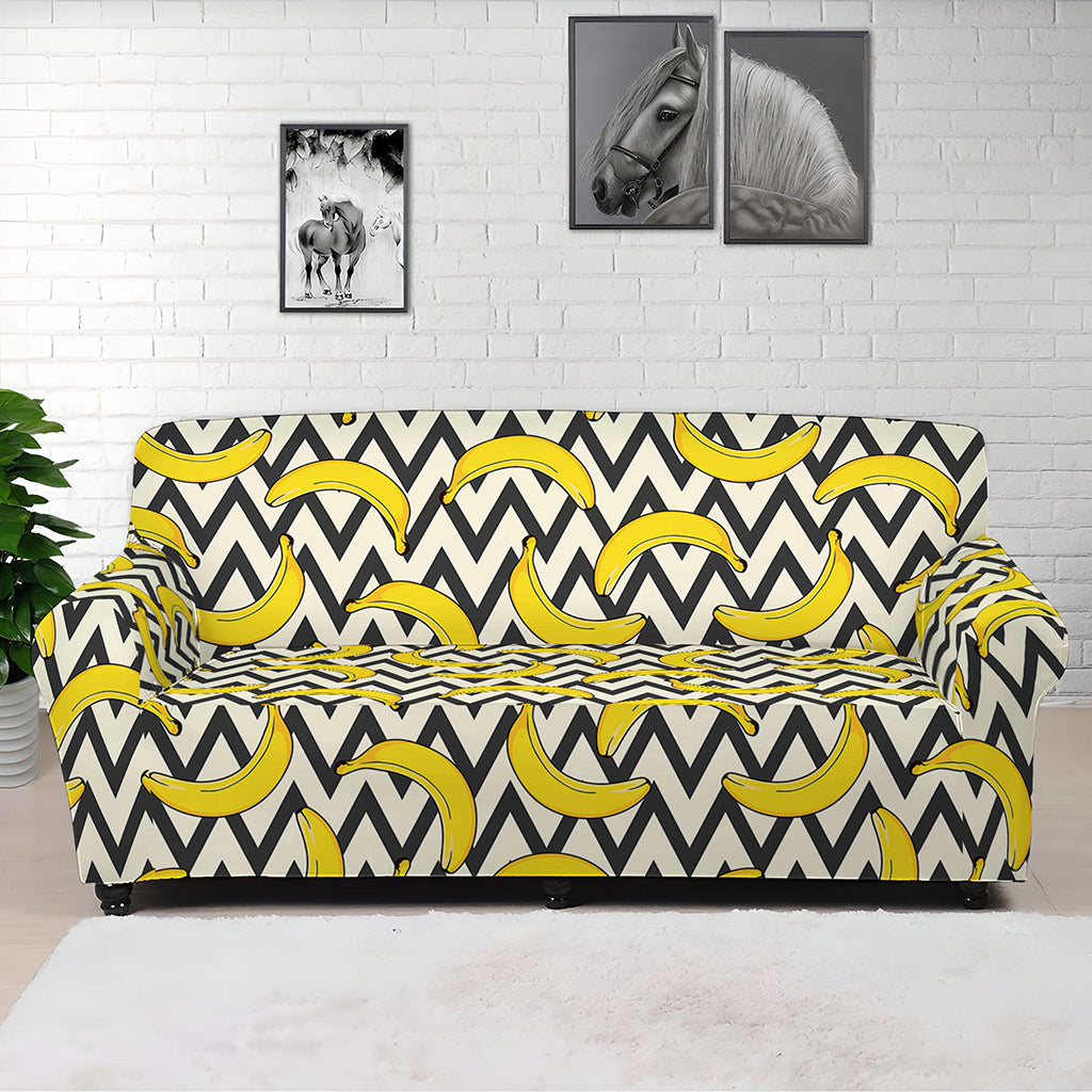Zigzag Banana Pattern Print Sofa Cover