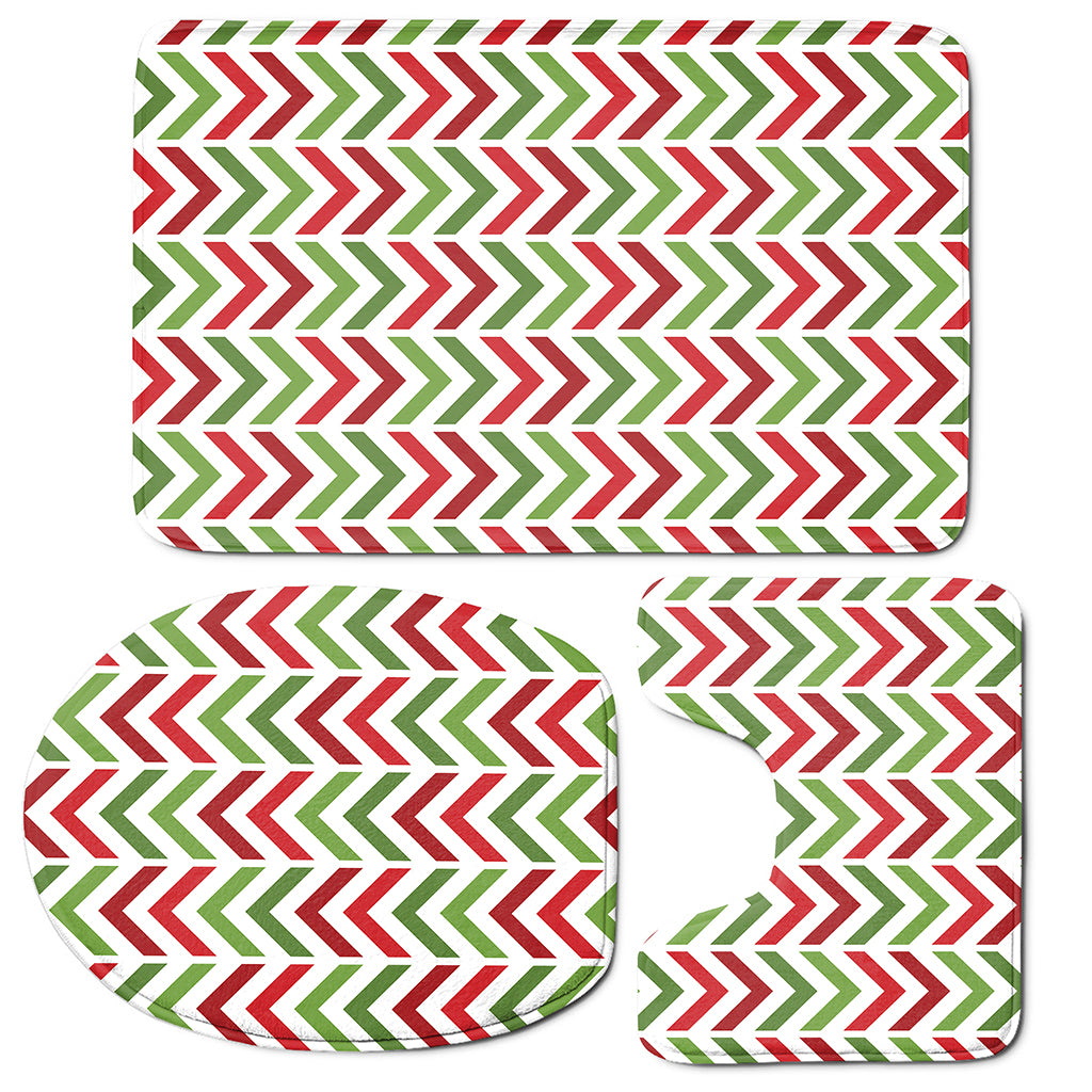 Zigzag Merry Christmas Pattern Print 3 Piece Bath Mat Set