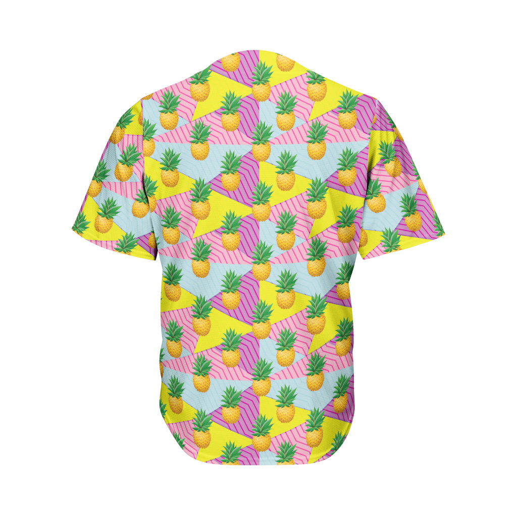Zigzag Pineapple Pattern Print Men's Baseball Jersey