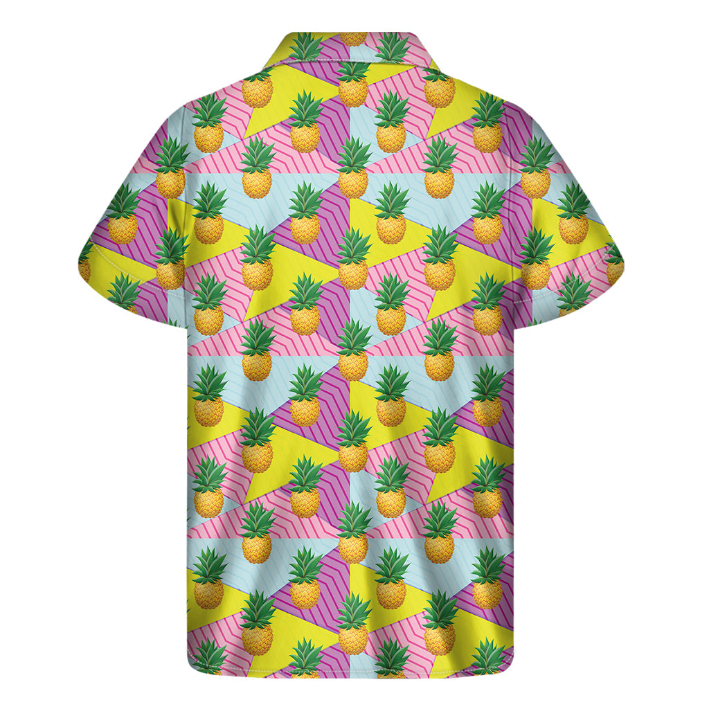 Zigzag Pineapple Pattern Print Men's Short Sleeve Shirt