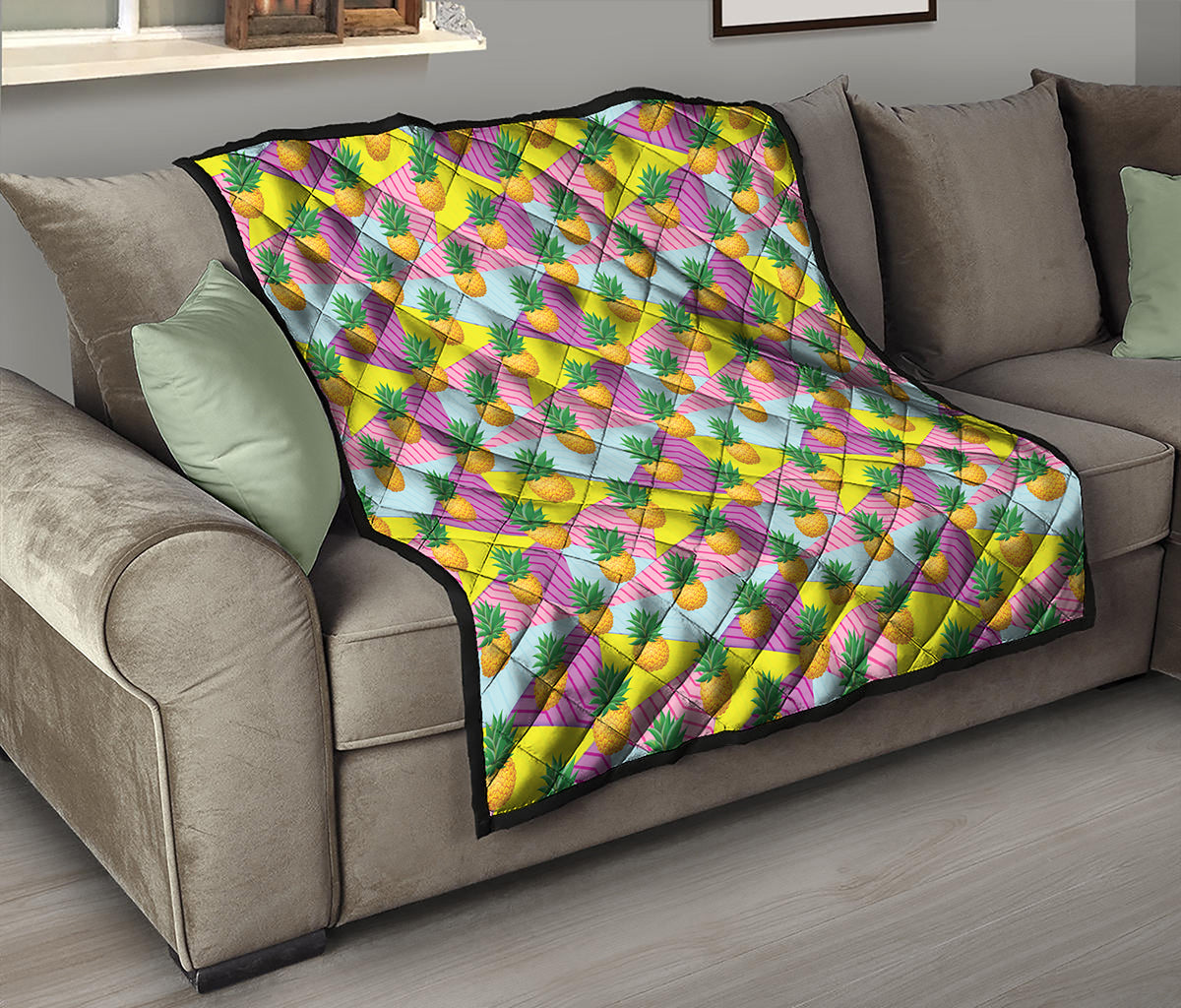 Zigzag Pineapple Pattern Print Quilt