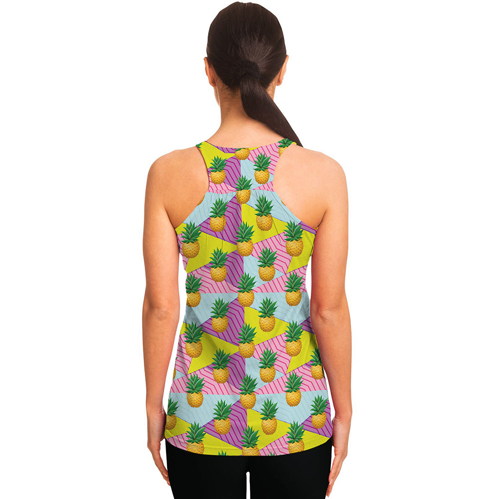 Zigzag Pineapple Pattern Print Women's Racerback Tank Top