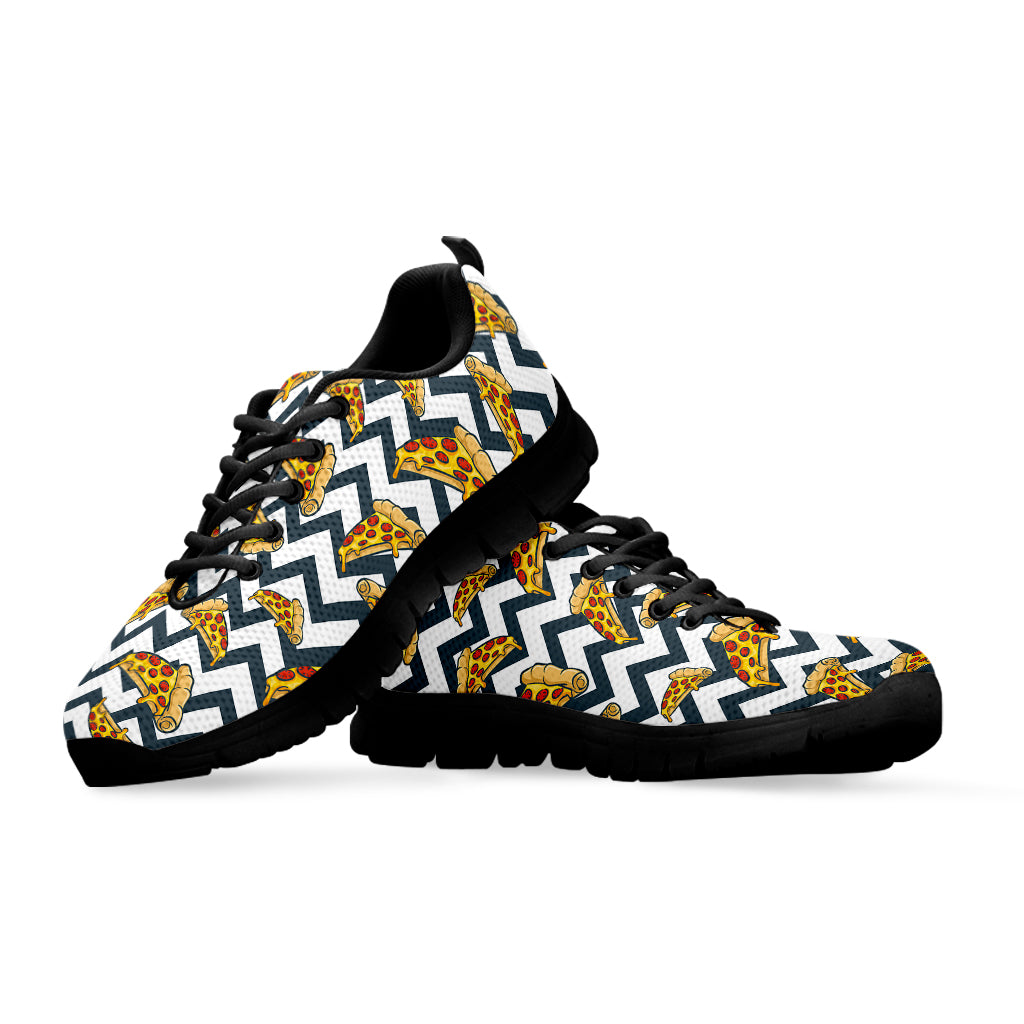 Zigzag Pizza Pattern Print Black Sneakers