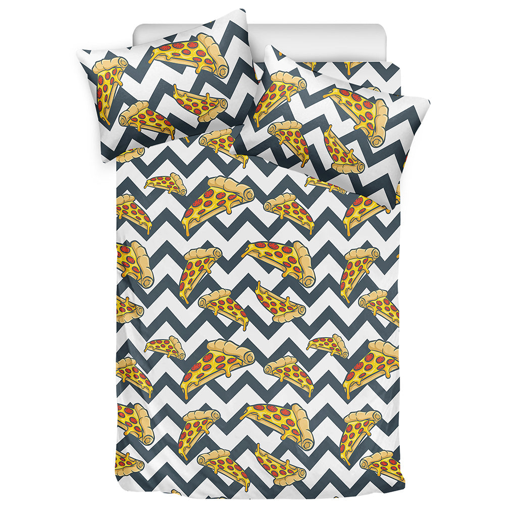 Zigzag Pizza Pattern Print Duvet Cover Bedding Set