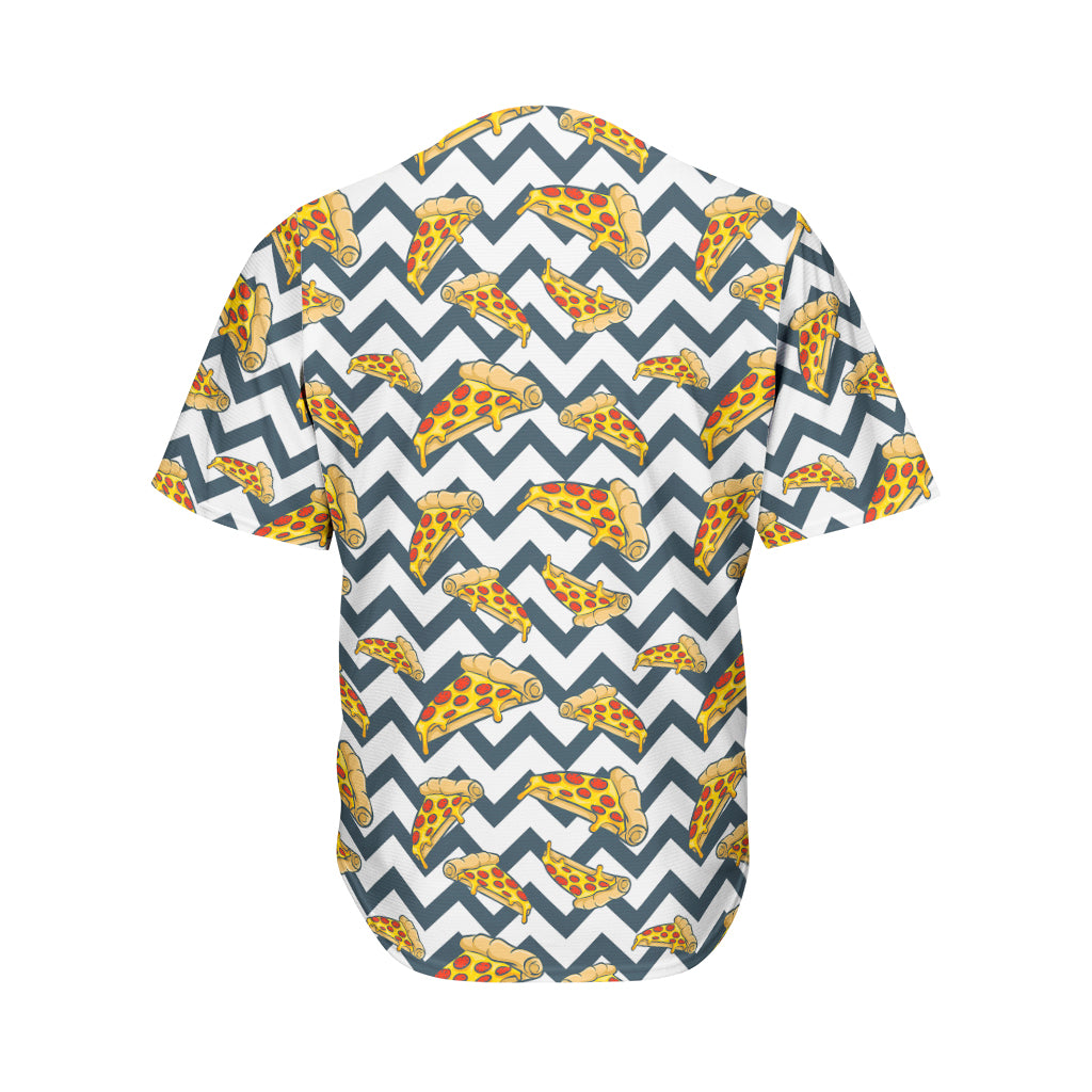 Zigzag Pizza Pattern Print Men's Baseball Jersey