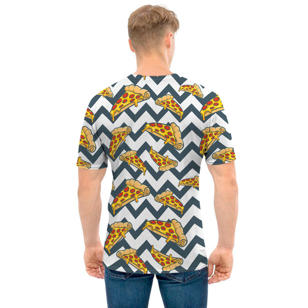 Zigzag Pizza Pattern Print Men's T-Shirt