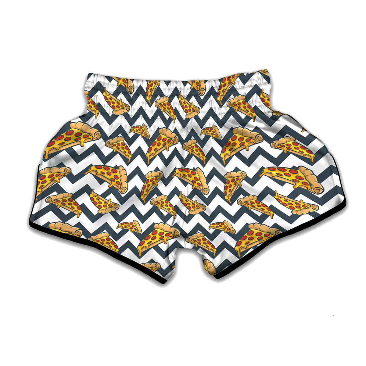Zigzag Pizza Pattern Print Muay Thai Boxing Shorts