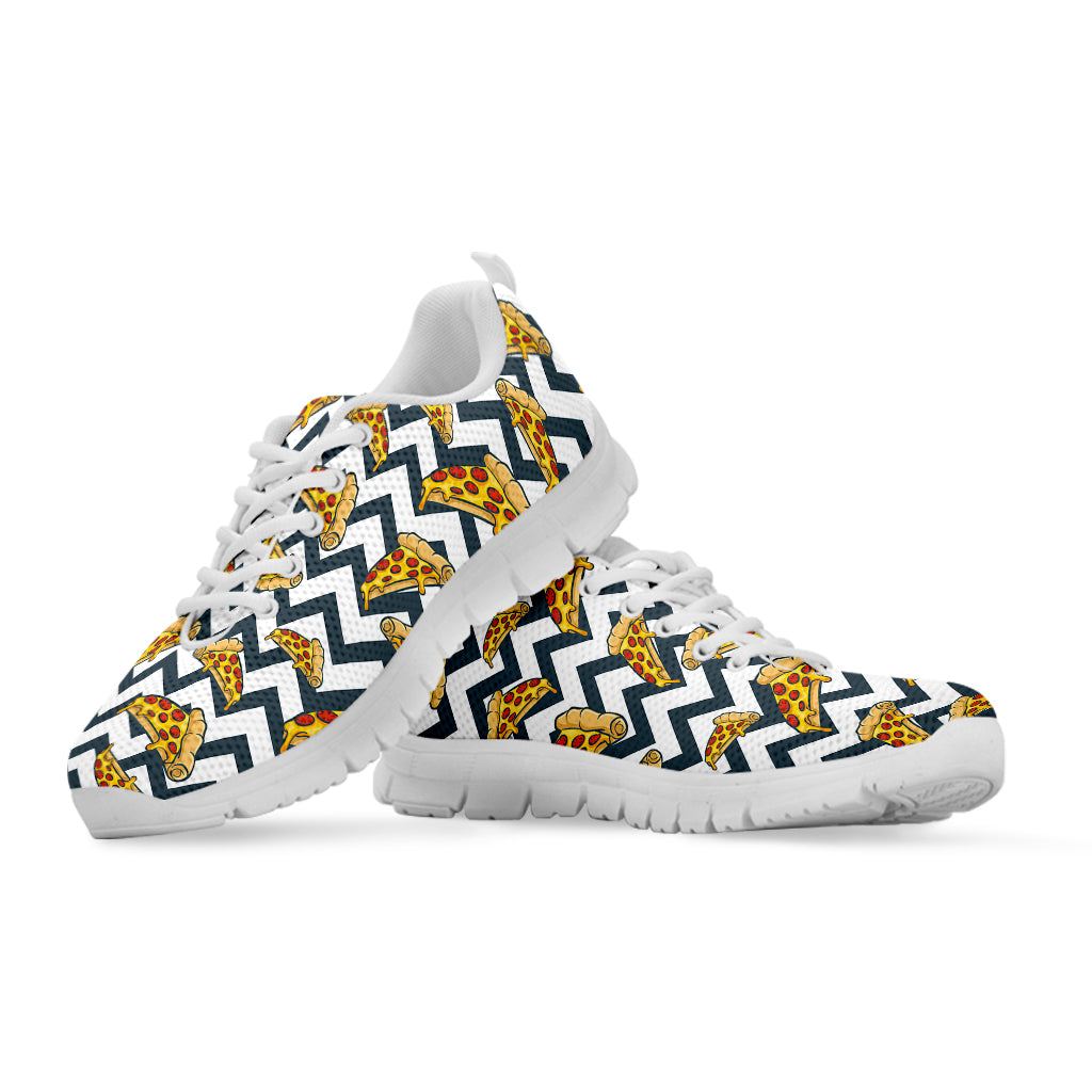 Zigzag Pizza Pattern Print White Sneakers