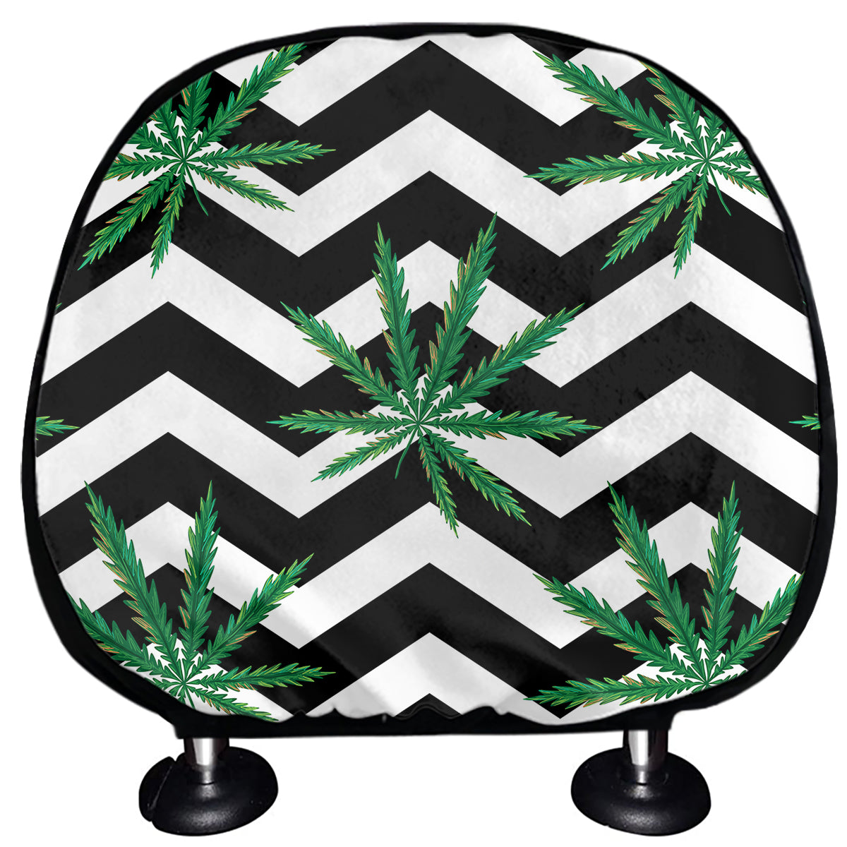 Zigzag Weed Pattern Print Car Headrest Covers