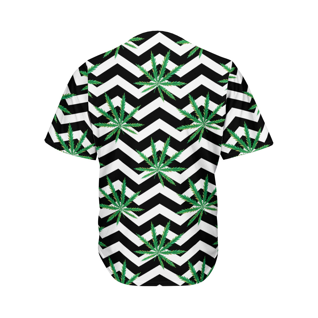 Zigzag Weed Pattern Print Men's Baseball Jersey