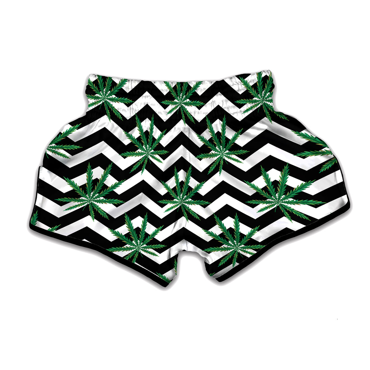 Zigzag Weed Pattern Print Muay Thai Boxing Shorts
