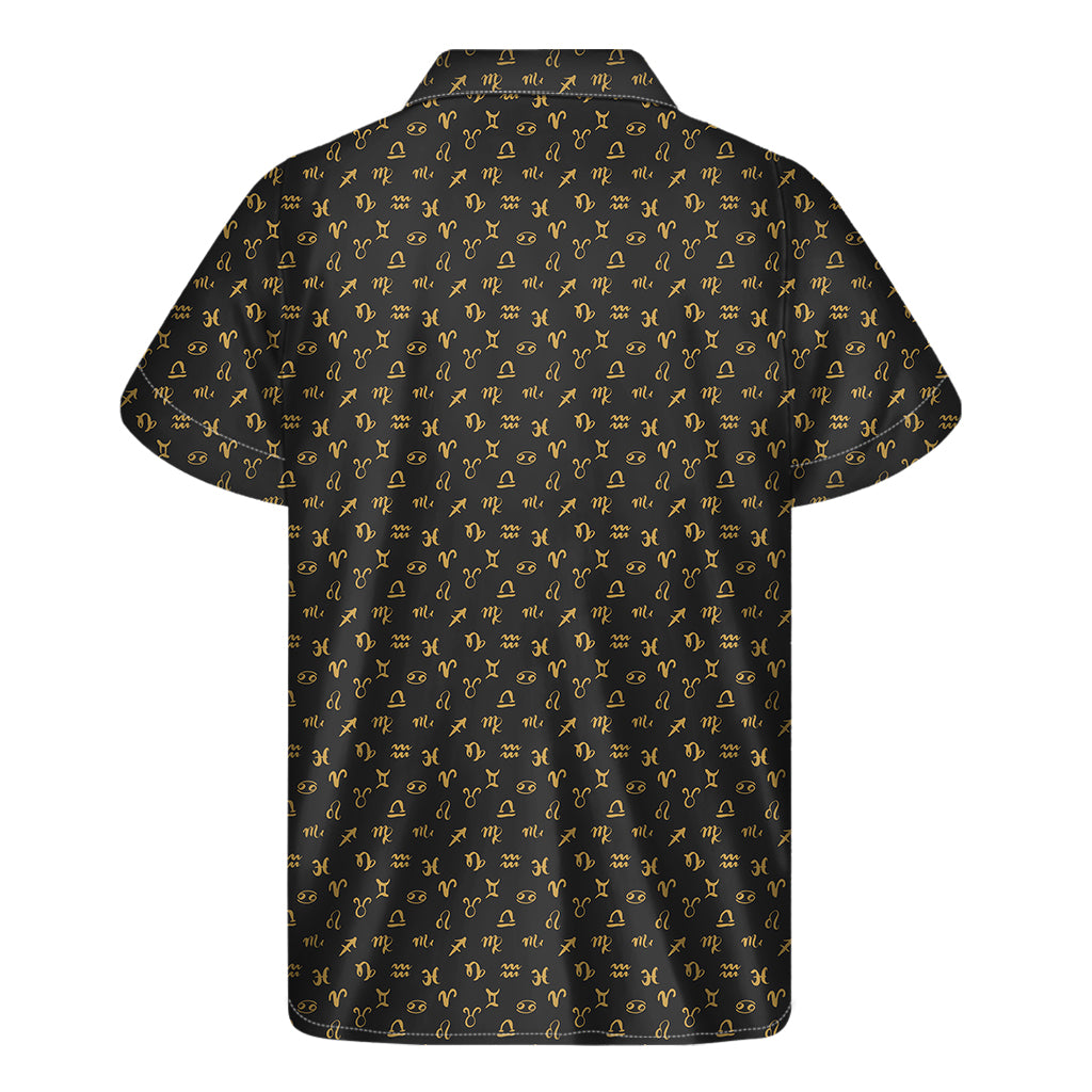 Zodiac Astrological Signs Pattern Print Men's Short Sleeve Shirt