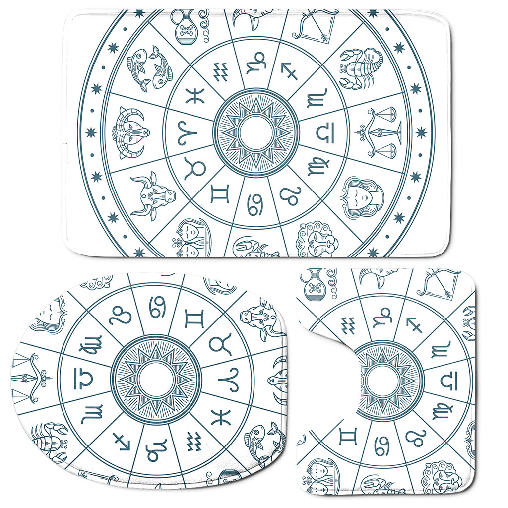 Zodiac Astrology Signs Print 3 Piece Bath Mat Set
