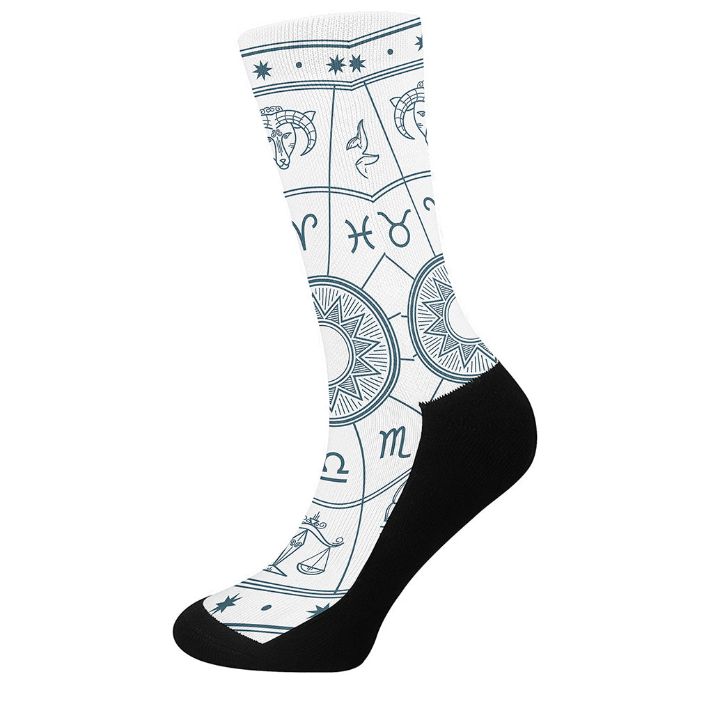 Zodiac Astrology Signs Print Crew Socks