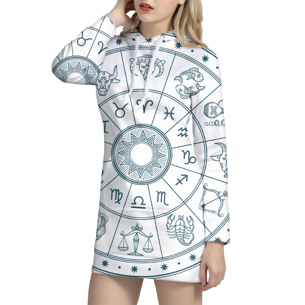 Zodiac Astrology Signs Print Pullover Hoodie Dress