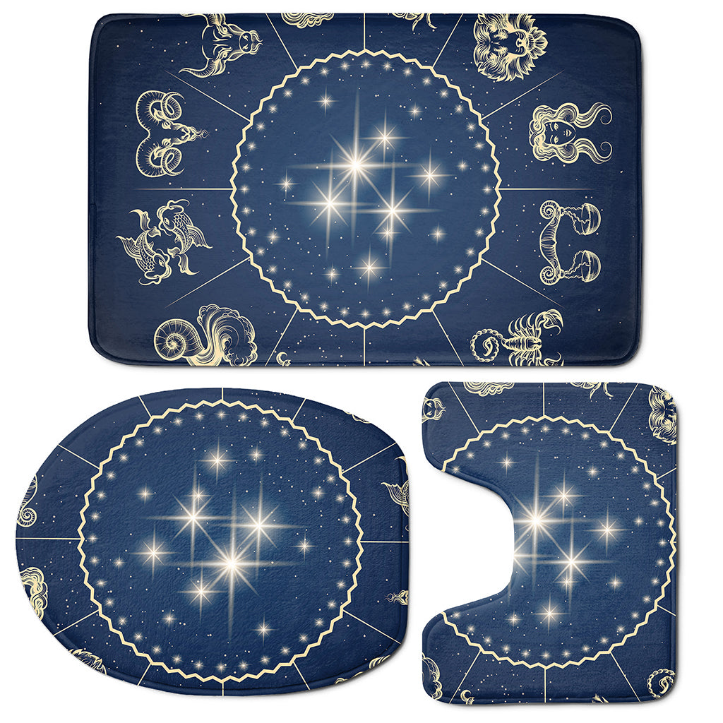 Zodiac Astrology Symbols Print 3 Piece Bath Mat Set