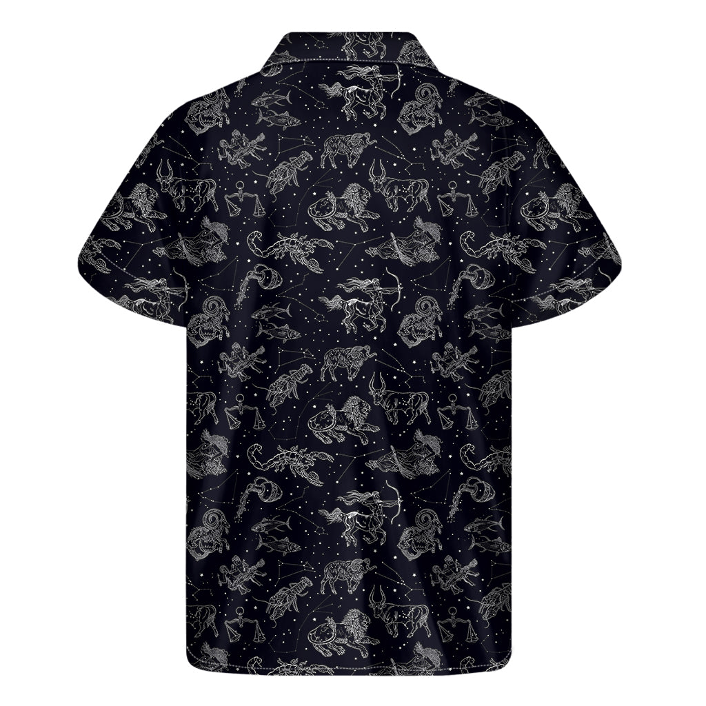 Zodiac Constellation Pattern Print Men's Short Sleeve Shirt