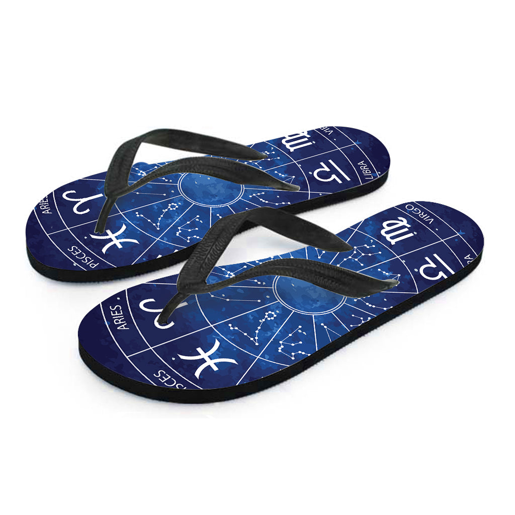 Zodiac Signs Wheel Print Flip Flops