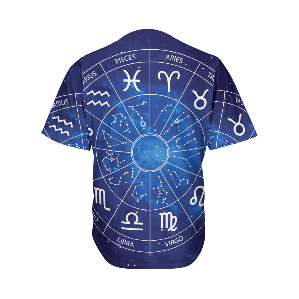 Zodiac Signs Wheel Print Men's Baseball Jersey