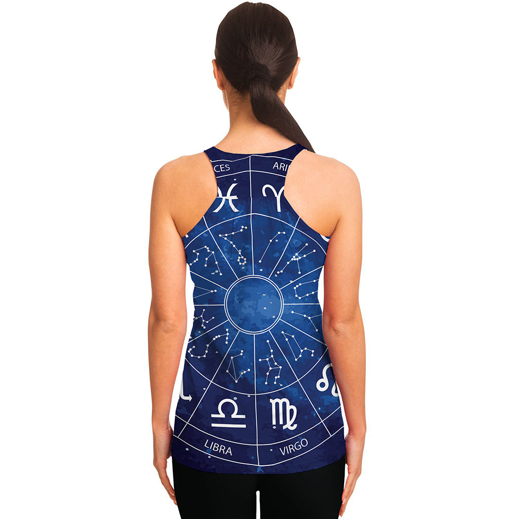 Zodiac Signs Wheel Print Women's Racerback Tank Top