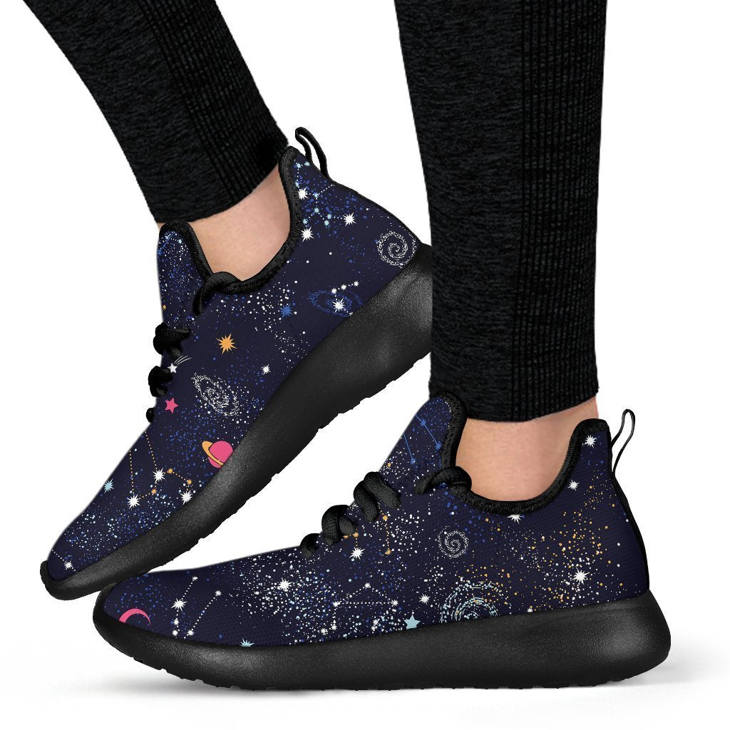 Zodiac Star Signs Galaxy Space Print Mesh Knit Shoes GearFrost