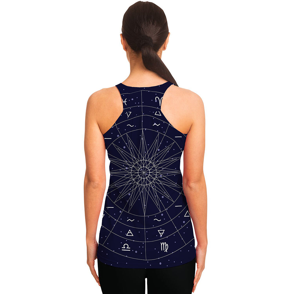 Zodiac Symbols Circle Print Women's Racerback Tank Top