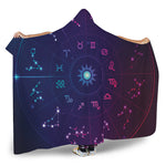 Zodiac Symbols Wheel Print Hooded Blanket