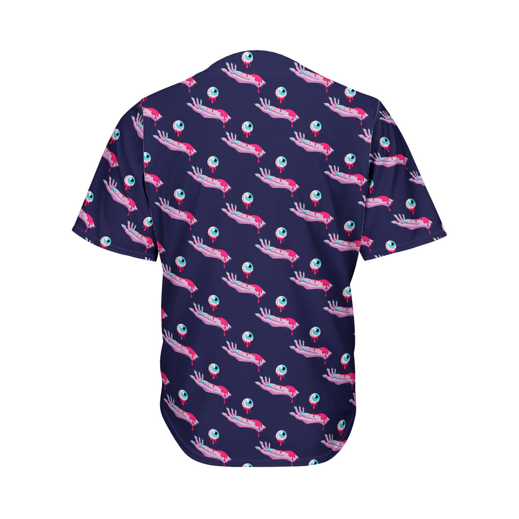 Zombie Eyeball Pattern Print Men's Baseball Jersey