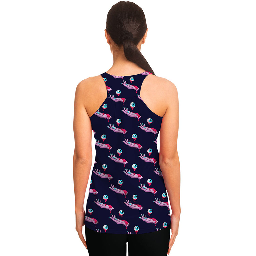 Zombie Eyeball Pattern Print Women's Racerback Tank Top