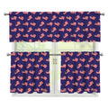 4th of July American Flag Pattern Print 3 Piece Kitchen Curtains