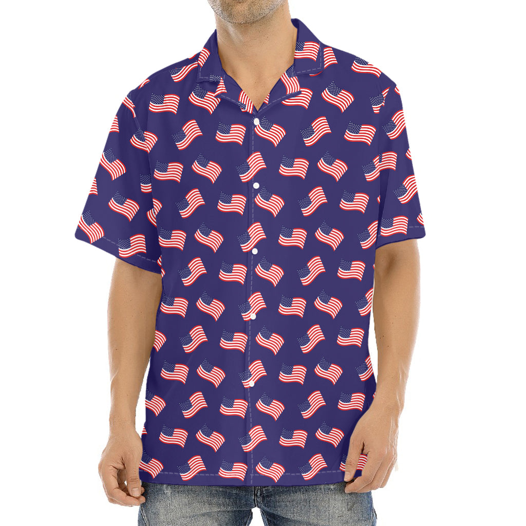 4th of July American Flag Pattern Print Aloha Shirt