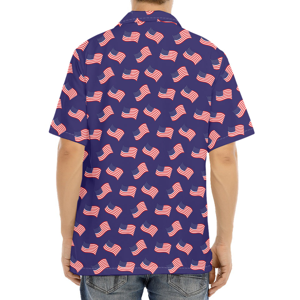 4th of July American Flag Pattern Print Aloha Shirt